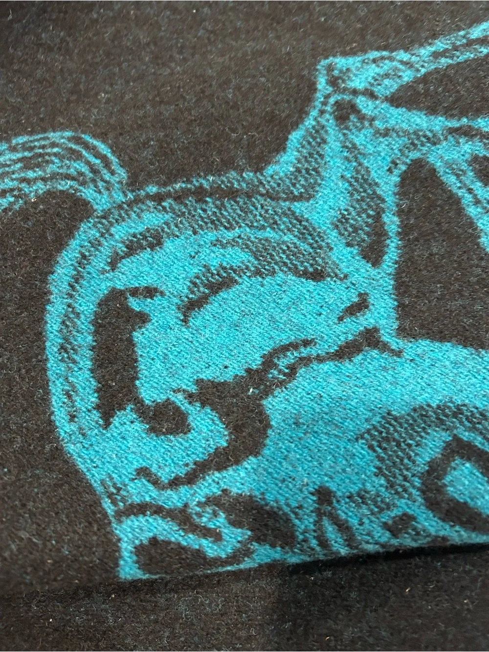 Vintage turquoise woven wool cowboy western blanket.Blue/black 90in x 60in